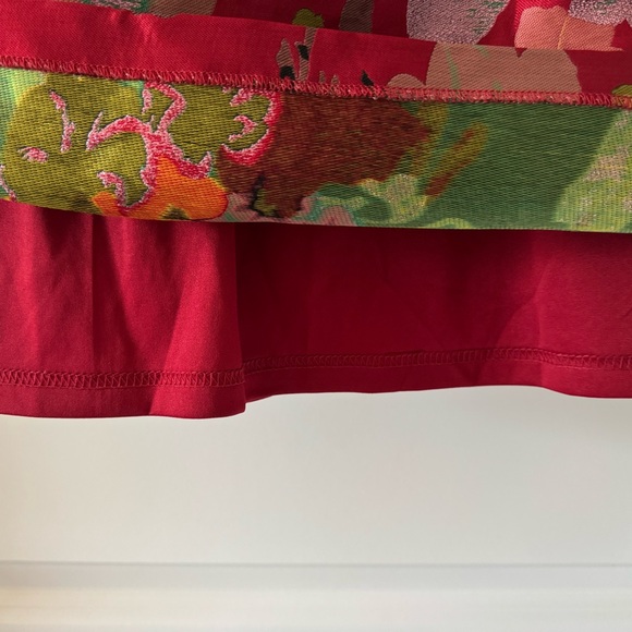 Lulus Red Multi Floral Jacquard Puff Sleeve Dress - Perfect for Spring! - Picture 6 of 7